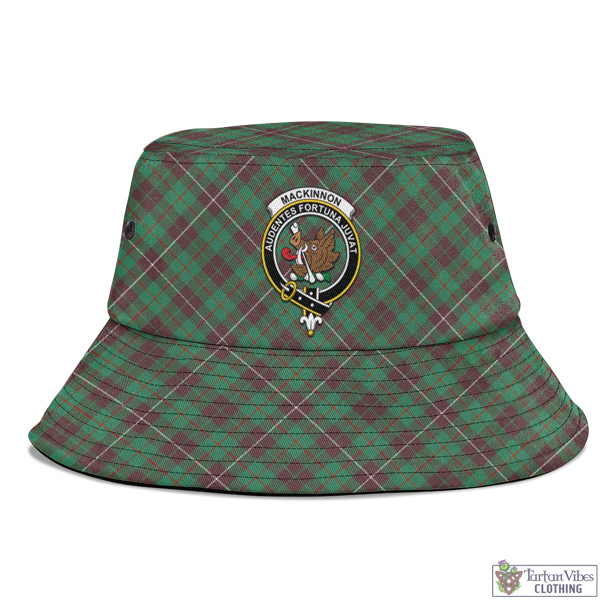 Tartan Vibes Clothing MacKinnon Hunting Ancient Tartan Bucket Hat with Family Crest