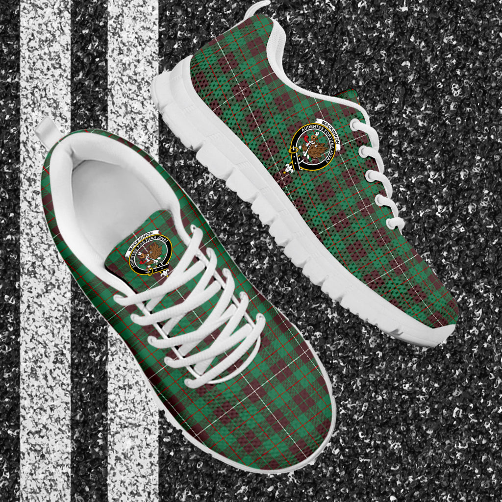 MacKinnon Hunting Ancient Tartan Sneakers with Family Crest - Tartan Vibes Clothing