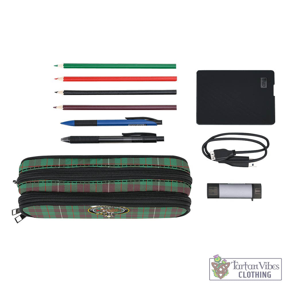 Tartan Vibes Clothing MacKinnon Hunting Ancient Tartan Pen and Pencil Case with Family Crest