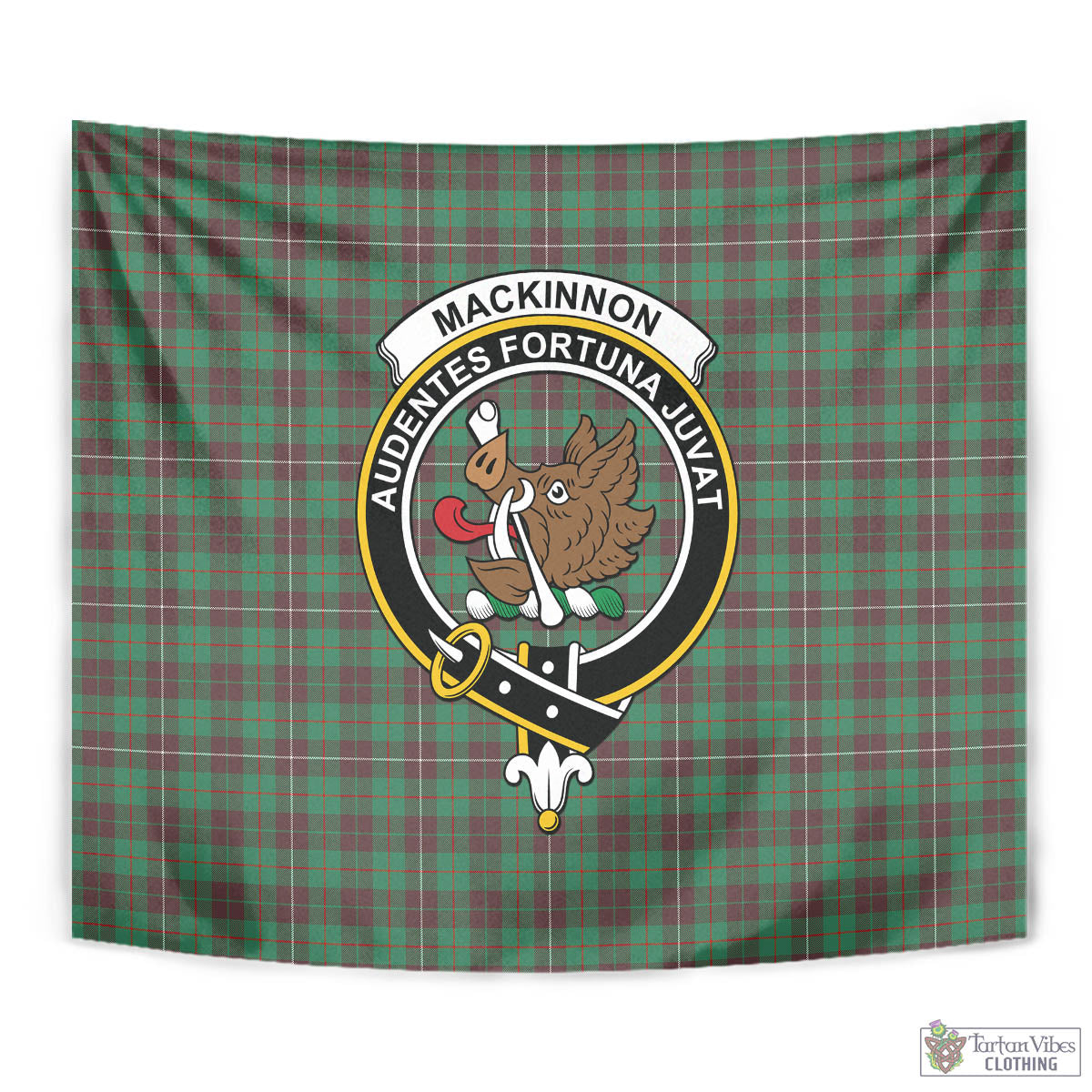 Tartan Vibes Clothing MacKinnon Hunting Ancient Tartan Tapestry Wall Hanging and Home Decor for Room with Family Crest