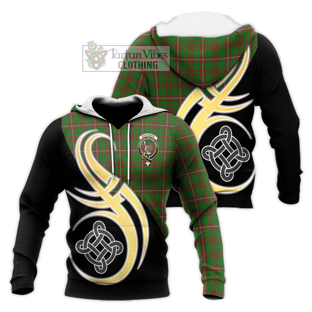 MacKinnon Hunting Modern Tartan Knitted Hoodie with Family Crest and Celtic Symbol Style Unisex Knitted Pullover Hoodie - Tartan Vibes Clothing