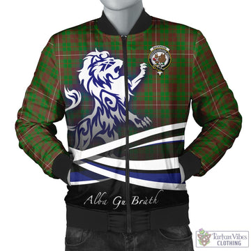 MacKinnon Hunting Modern Tartan Bomber Jacket with Alba Gu Brath Regal Lion Emblem