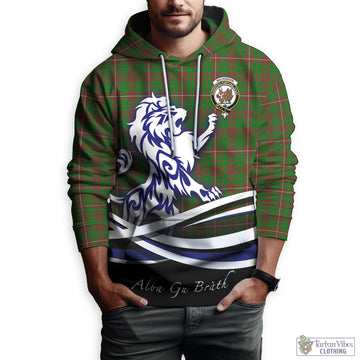 MacKinnon Hunting Modern Tartan Hoodie with Alba Gu Brath Regal Lion Emblem