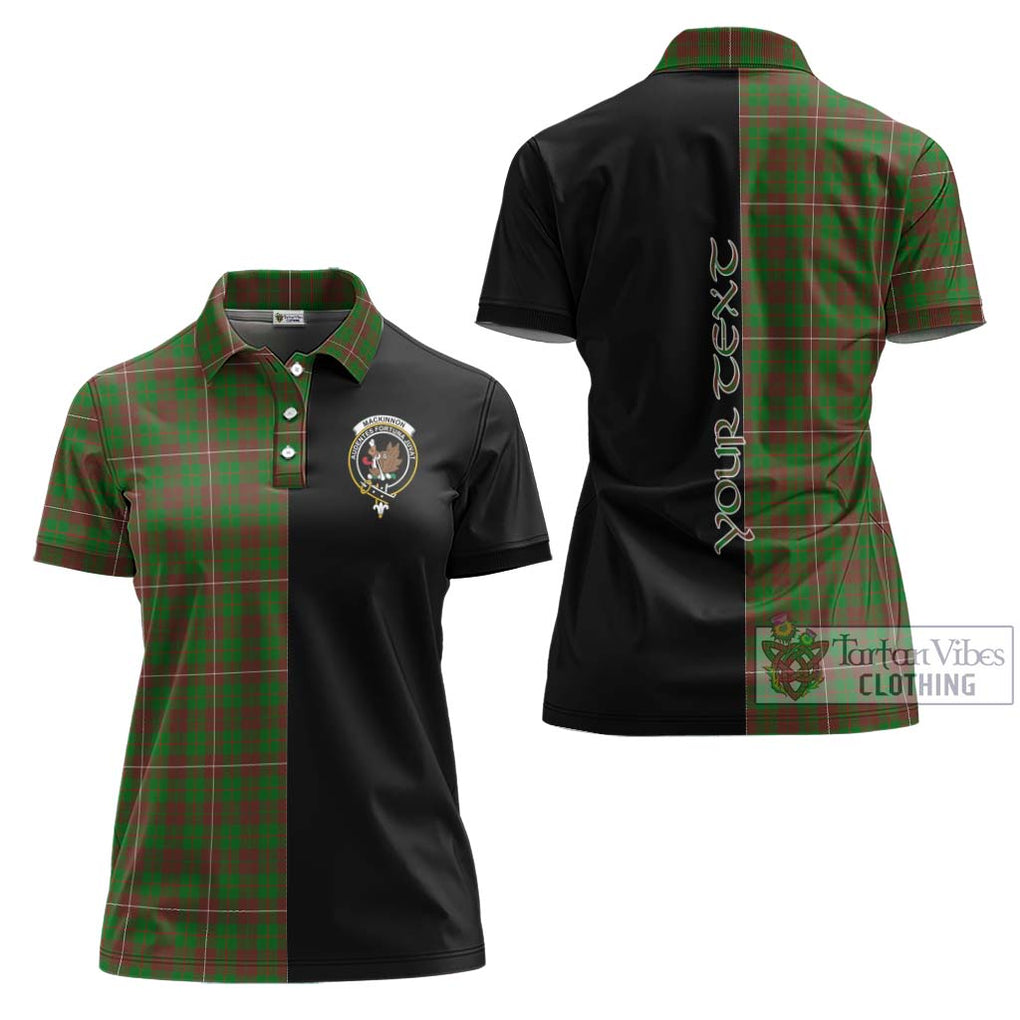 MacKinnon Hunting Modern Tartan Women's Polo Shirt with Family Crest and Half Of Me Style Women - Tartanvibesclothing Shop