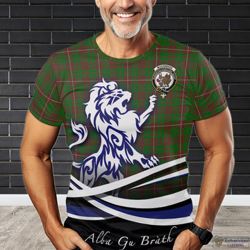 MacKinnon Hunting Modern Tartan T-Shirt with Alba Gu Brath Regal Lion Emblem