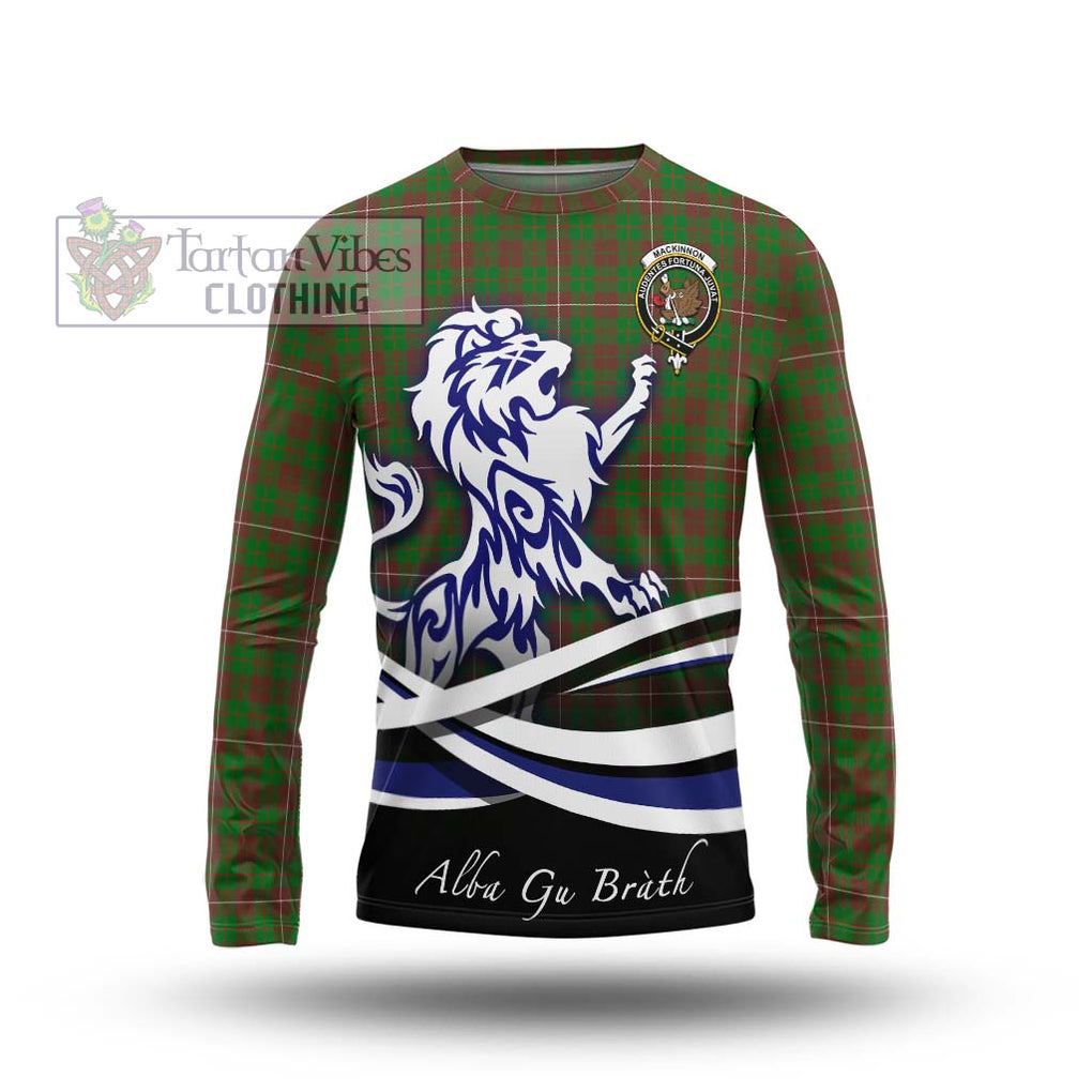 MacKinnon Hunting Modern Tartan Long Sleeve T-Shirt with Alba Gu Brath Regal Lion Emblem Unisex - Tartanvibesclothing Shop