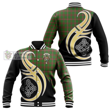 MacKinnon Hunting Modern Tartan Baseball Jacket with Family Crest and Celtic Symbol Style