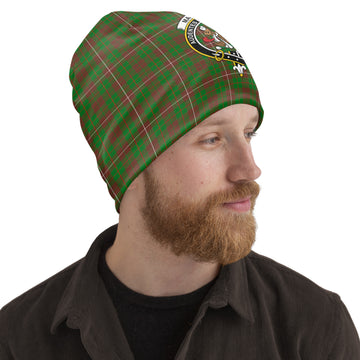 MacKinnon Hunting Modern Tartan Beanies Hat with Family Crest