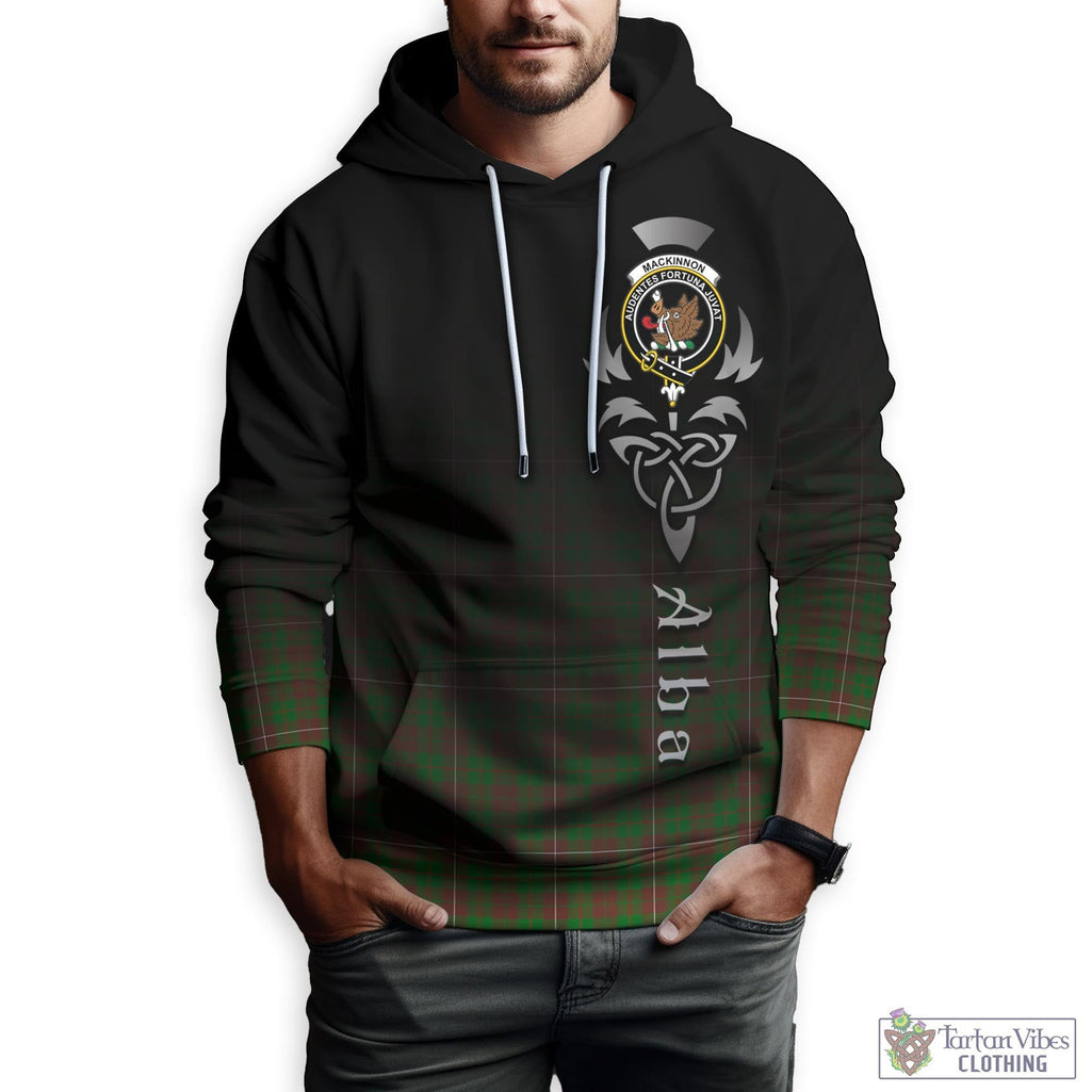 Tartan Vibes Clothing MacKinnon Hunting Modern Tartan Hoodie Featuring Alba Gu Brath Family Crest Celtic Inspired