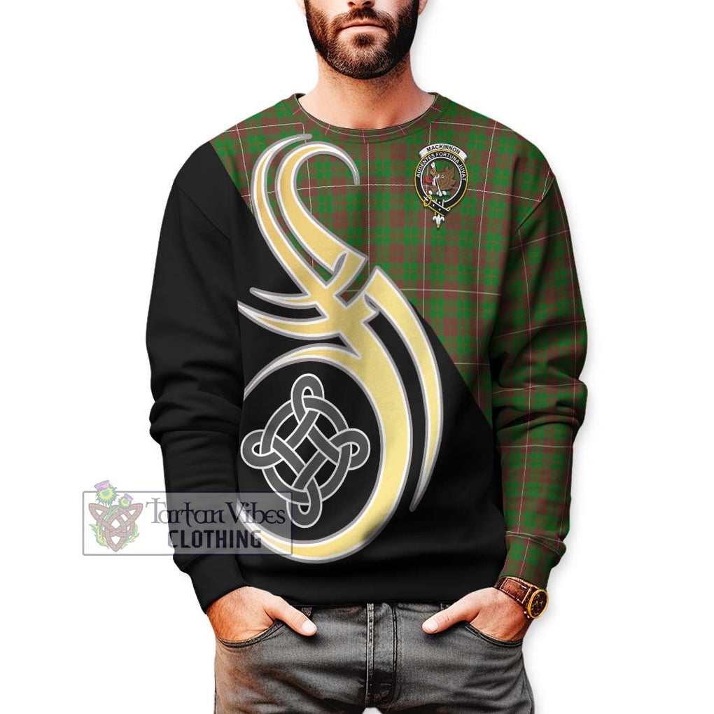 MacKinnon Hunting Modern Tartan Sweatshirt with Family Crest and Celtic Symbol Style Unisex - Tartan Vibes Clothing