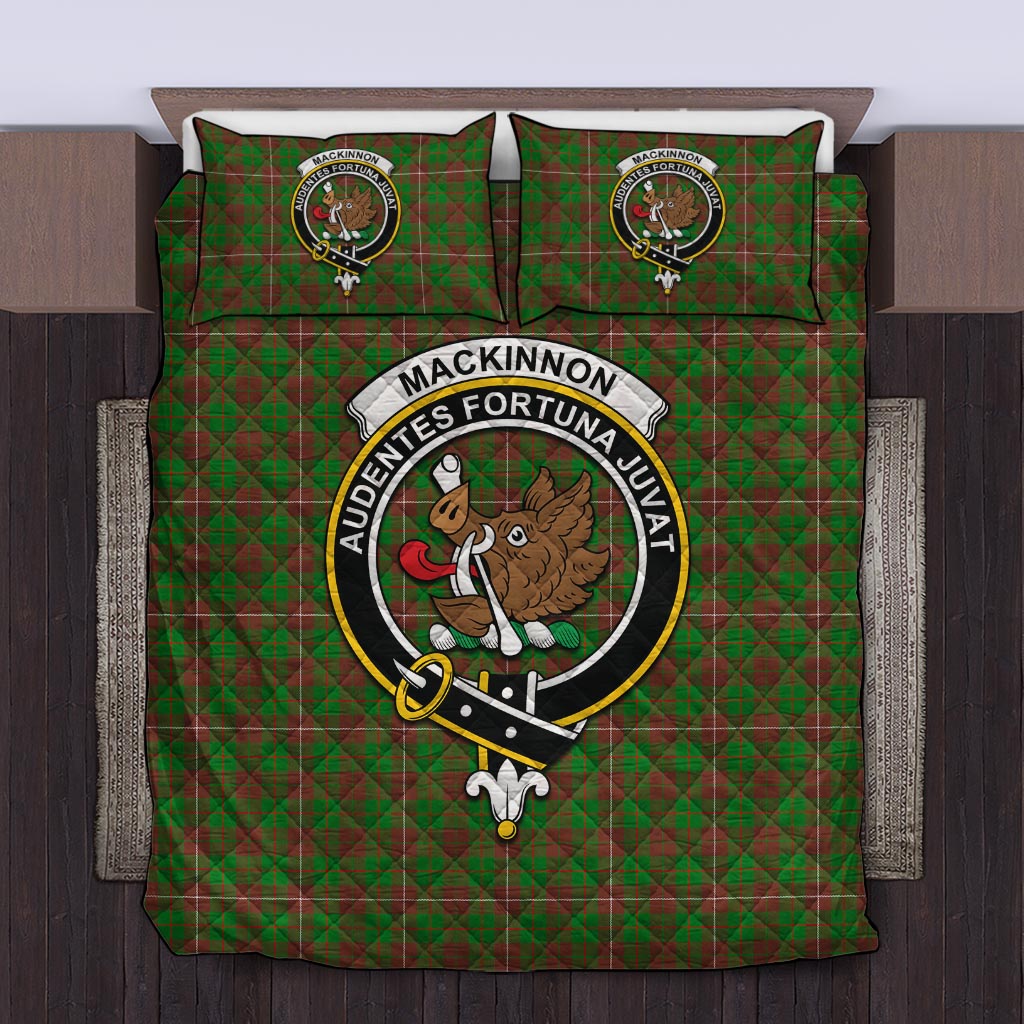 MacKinnon Hunting Modern Tartan Quilt Bed Set with Family Crest Twin - Tartan Vibes Clothing