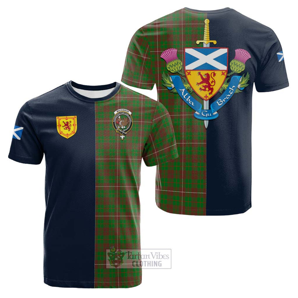 Tartan Vibes Clothing MacKinnon Hunting Modern Tartan Cotton T-shirt with Scottish Lion Royal Arm Half Style