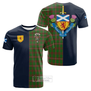 MacKinnon Hunting Modern Tartan Cotton T-shirt Alba with Scottish Lion Royal Arm Half Style