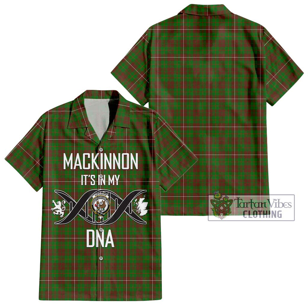 MacKinnon Hunting Modern Tartan Short Sleeve Button Shirt with Family Crest DNA In Me Style Kid - Tartanvibesclothing Shop