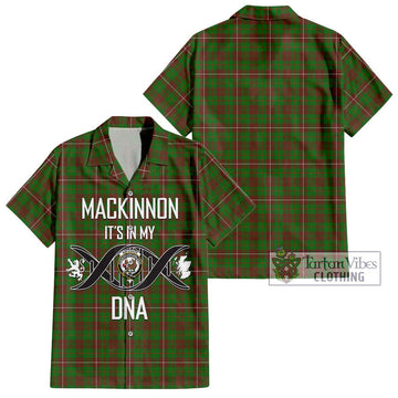 MacKinnon Hunting Modern Tartan Short Sleeve Button Shirt with Family Crest DNA In Me Style