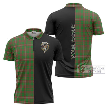 MacKinnon Hunting Modern Tartan Zipper Polo Shirt with Family Crest and Half Of Me Style