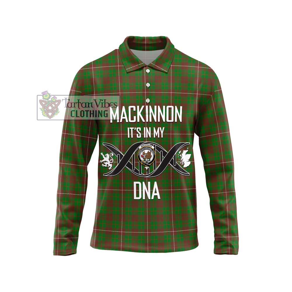 MacKinnon Hunting Modern Tartan Long Sleeve Polo Shirt with Family Crest DNA In Me Style Unisex - Tartanvibesclothing Shop