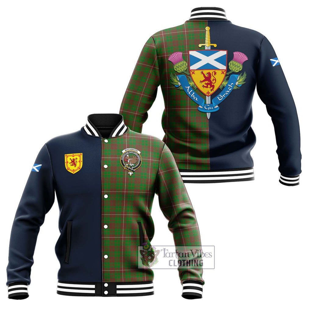 Tartan Vibes Clothing MacKinnon Hunting Modern Tartan Baseball Jacket with Scottish Lion Royal Arm Half Style