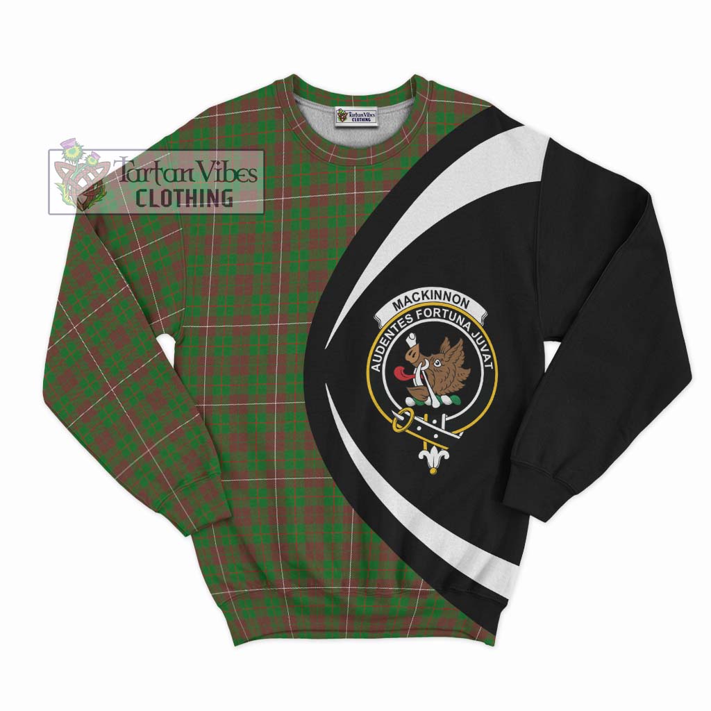 MacKinnon Hunting Modern Tartan Sweatshirt with Family Crest Circle Style Unisex - Tartan Vibes Clothing