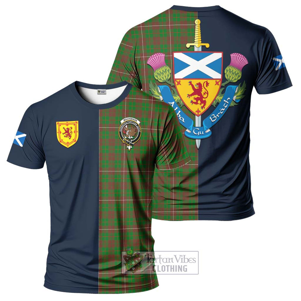 Tartan Vibes Clothing MacKinnon Hunting Modern Tartan T-Shirt Alba with Scottish Lion Royal Arm Half Style