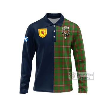 MacKinnon Hunting Modern Tartan Long Sleeve Polo Shirt Alba with Scottish Lion Royal Arm Half Style