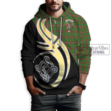 MacKinnon Hunting Modern Tartan Hoodie with Family Crest and Celtic Symbol Style