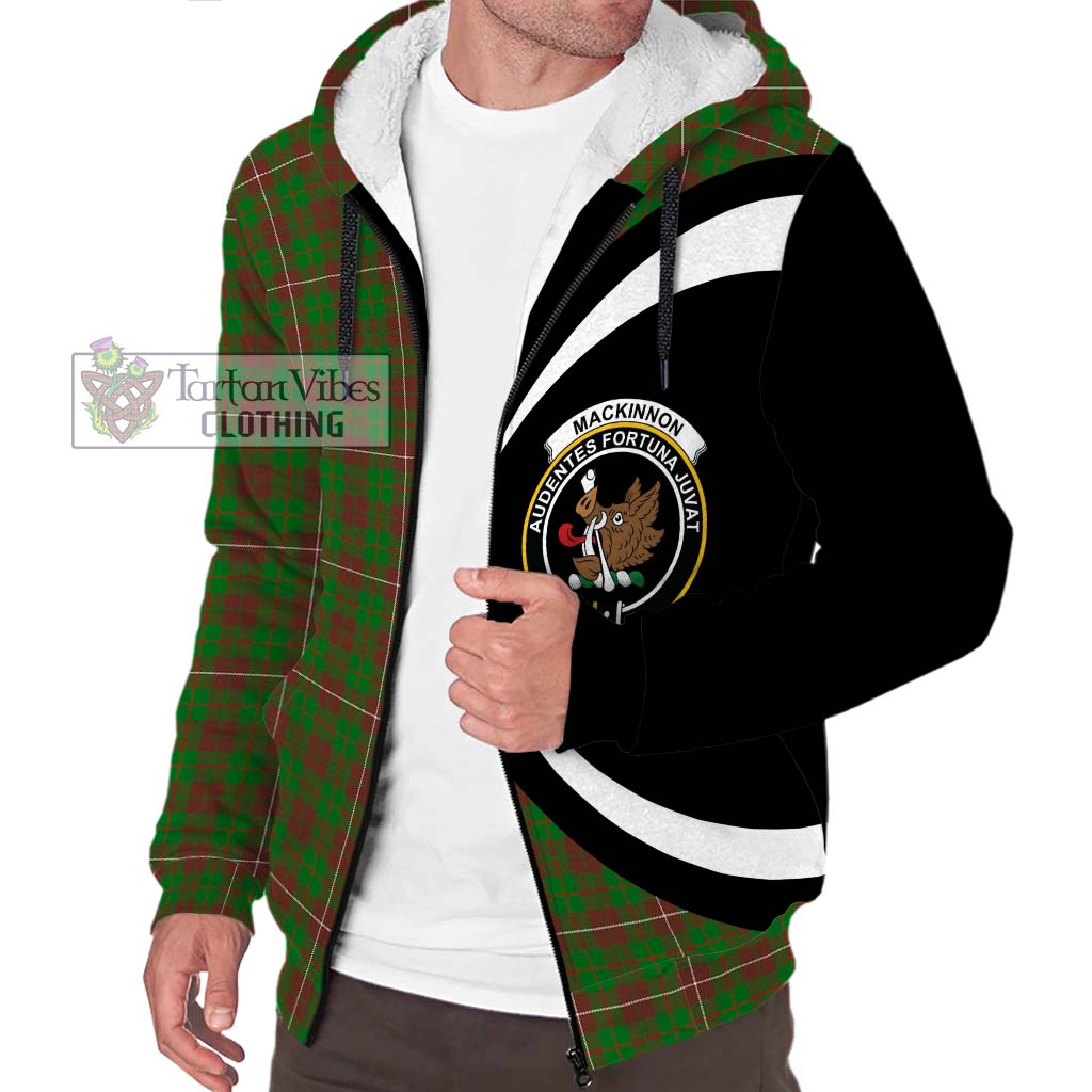 MacKinnon Hunting Modern Tartan Sherpa Hoodie with Family Crest Circle Style Unisex S - Tartan Vibes Clothing