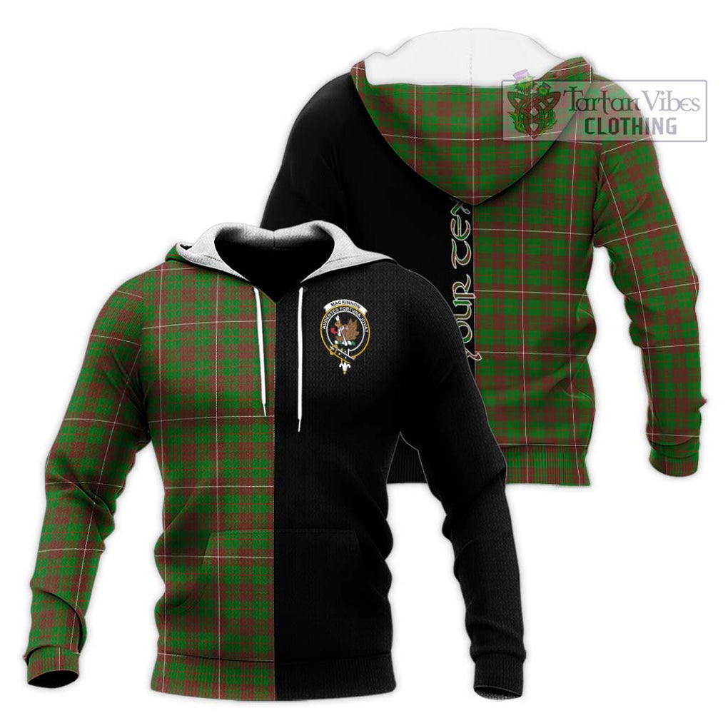 MacKinnon Hunting Modern Tartan Knitted Hoodie with Family Crest and Half Of Me Style Unisex Knitted Pullover Hoodie - Tartanvibesclothing Shop