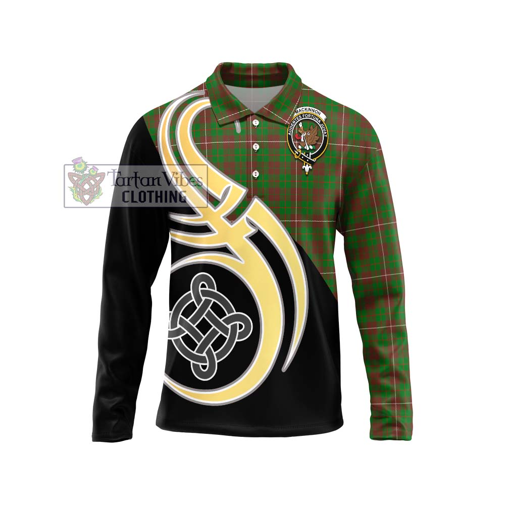 MacKinnon Hunting Modern Tartan Long Sleeve Polo Shirt with Family Crest and Celtic Symbol Style Unisex - Tartan Vibes Clothing