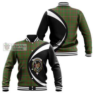 MacKinnon Hunting Modern Tartan Baseball Jacket with Family Crest Circle Style