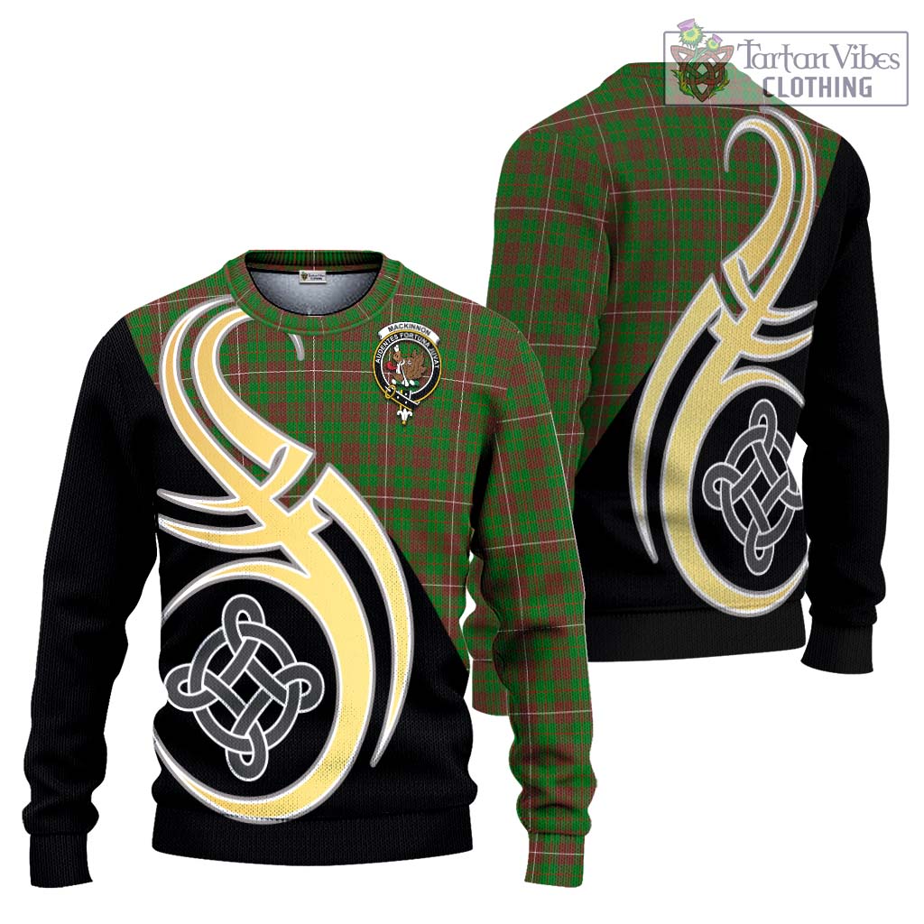 MacKinnon Hunting Modern Tartan Knitted Sweater with Family Crest and Celtic Symbol Style Unisex - Tartan Vibes Clothing