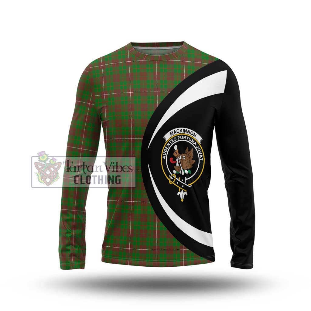 MacKinnon Hunting Modern Tartan Long Sleeve T-Shirt with Family Crest Circle Style Unisex - Tartan Vibes Clothing