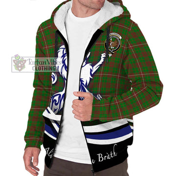 MacKinnon Hunting Modern Tartan Sherpa Hoodie with Alba Gu Brath Regal Lion Emblem