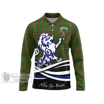 MacKinnon Hunting Modern Tartan Long Sleeve Polo Shirt with Alba Gu Brath Regal Lion Emblem