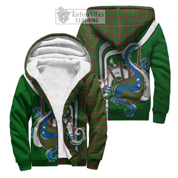 MacKinnon Hunting Modern Tartan Sherpa Hoodie with Epic Bagpipe Style