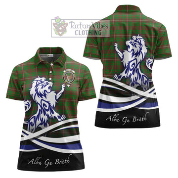 MacKinnon Hunting Modern Tartan Women's Polo Shirt with Alba Gu Brath Regal Lion Emblem