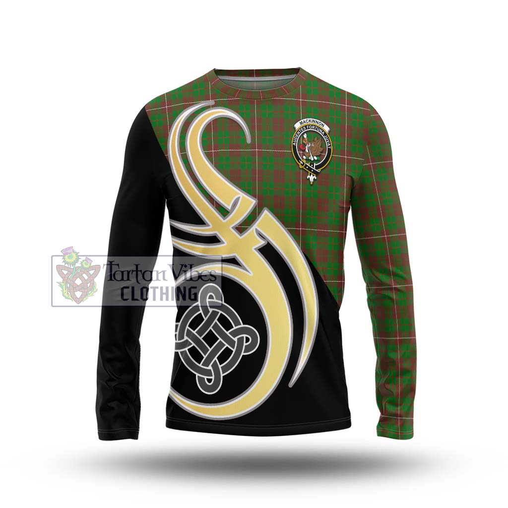 MacKinnon Hunting Modern Tartan Long Sleeve T-Shirt with Family Crest and Celtic Symbol Style Unisex - Tartan Vibes Clothing