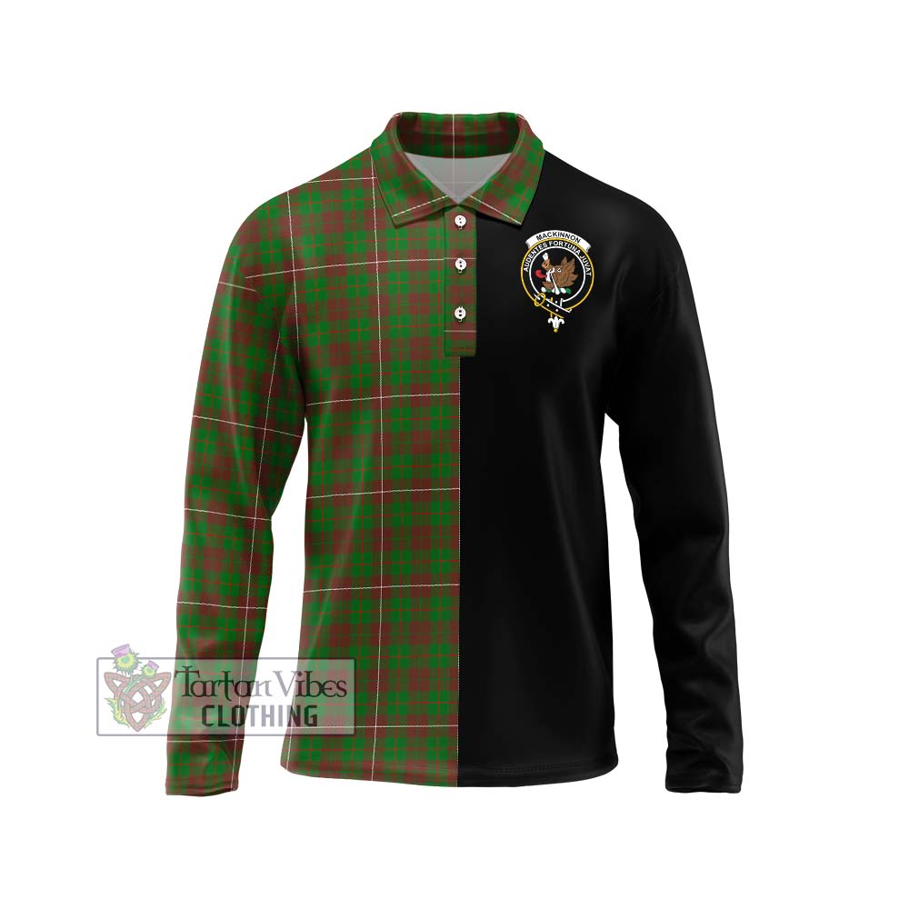 MacKinnon Hunting Modern Tartan Long Sleeve Polo Shirt with Family Crest and Half Of Me Style Unisex - Tartanvibesclothing Shop