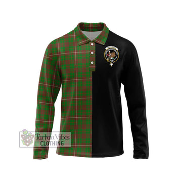 MacKinnon Hunting Modern Tartan Long Sleeve Polo Shirt with Family Crest and Half Of Me Style