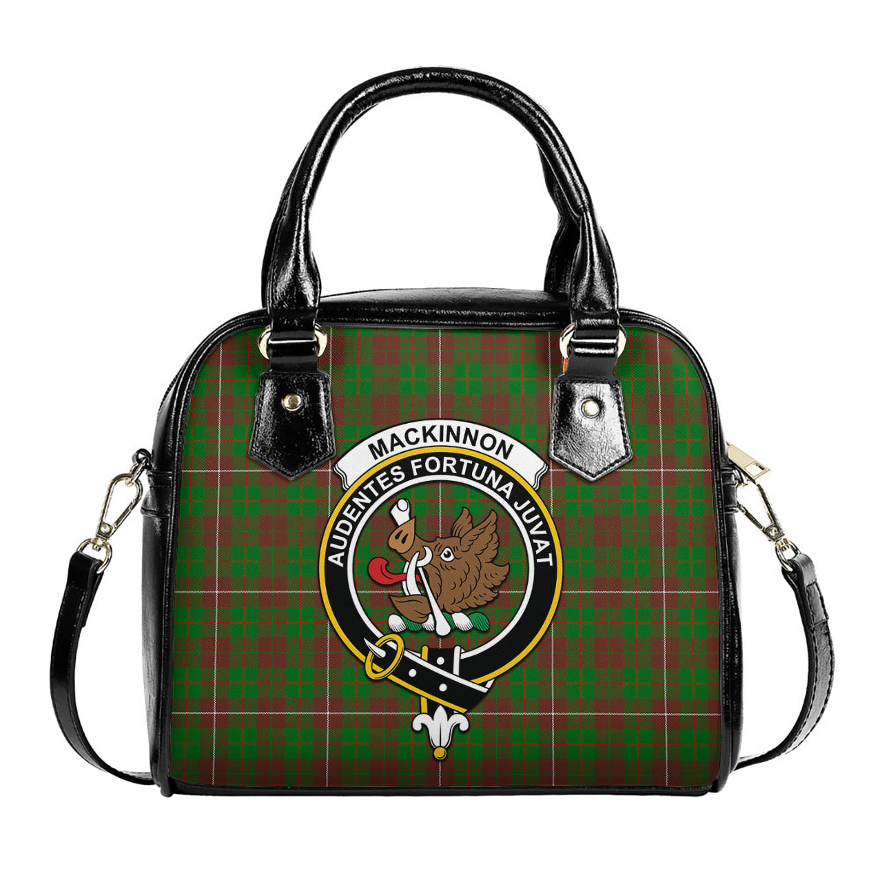 MacKinnon Hunting Modern Tartan Shoulder Handbags with Family Crest One Size 6*25*22 cm - Tartanvibesclothing