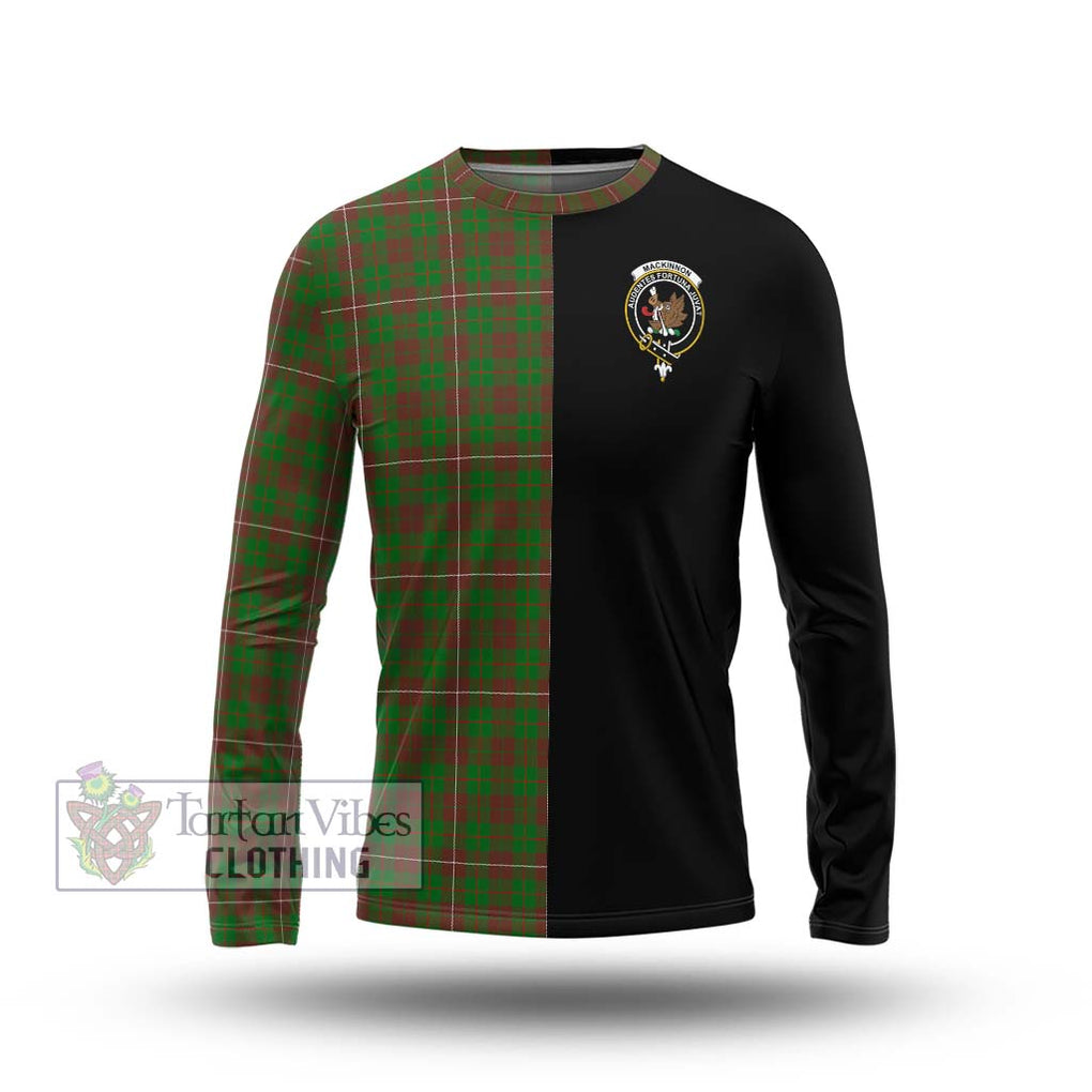 MacKinnon Hunting Modern Tartan Long Sleeve T-Shirt with Family Crest and Half Of Me Style Unisex - Tartanvibesclothing Shop