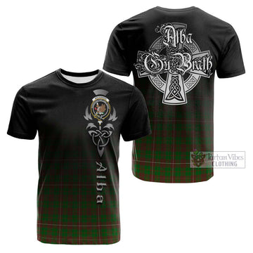 MacKinnon Hunting Modern Tartan Cotton T-shirt Featuring Alba Gu Brath Family Crest Celtic Inspired