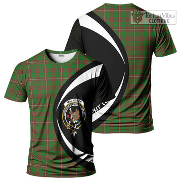 MacKinnon Hunting Modern Tartan T-Shirt with Family Crest Circle Style