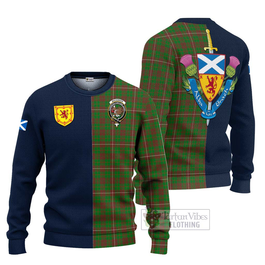 Tartan Vibes Clothing MacKinnon Hunting Modern Tartan Knitted Sweater with Scottish Lion Royal Arm Half Style