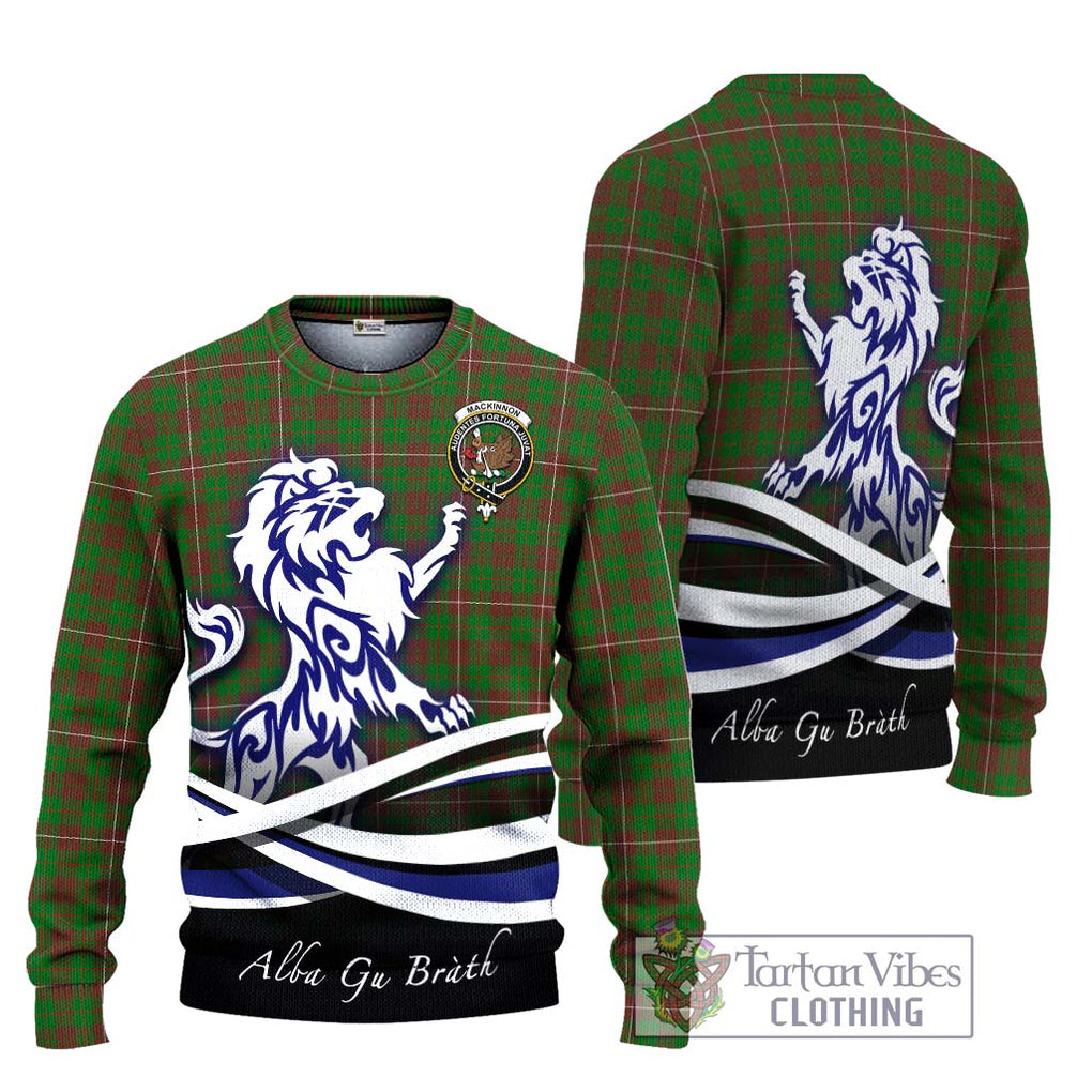 MacKinnon Hunting Modern Tartan Knitted Sweater with Alba Gu Brath Regal Lion Emblem Unisex - Tartanvibesclothing Shop