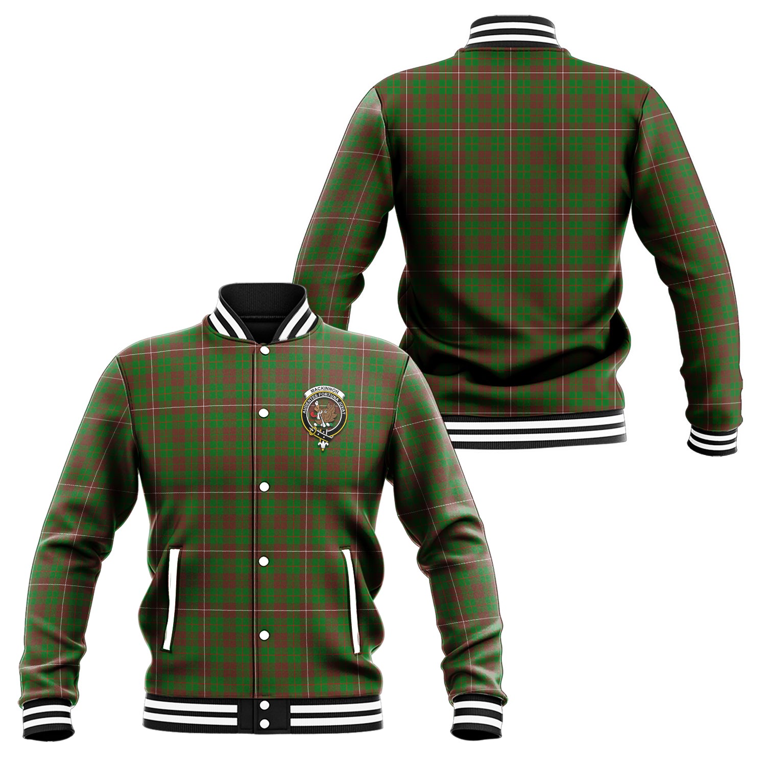 MacKinnon Hunting Modern Tartan Baseball Jacket with Family Crest Unisex - Tartan Vibes Clothing