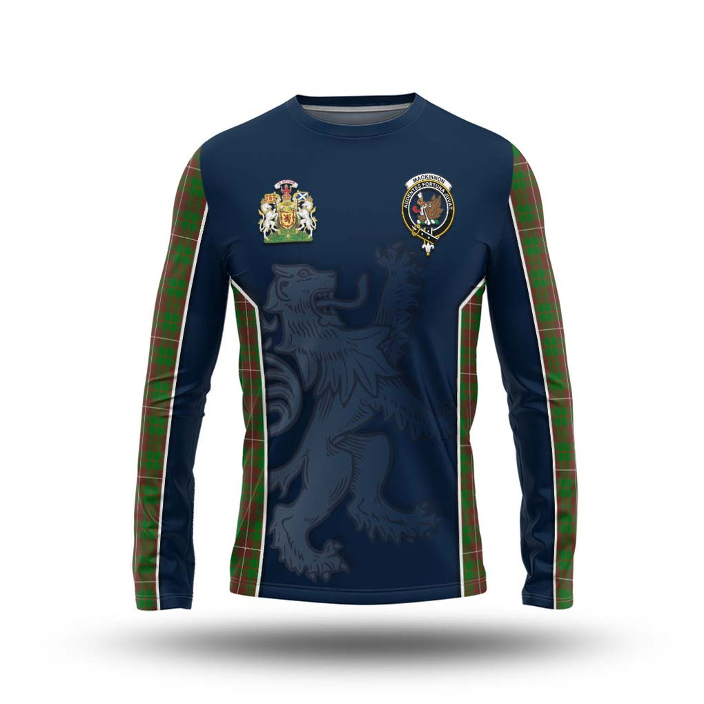 MacKinnon Hunting Modern Tartan Long Sleeve T-Shirt with Family Crest and Lion Rampant Vibes Sport Style Unisex - Tartan Vibes Clothing