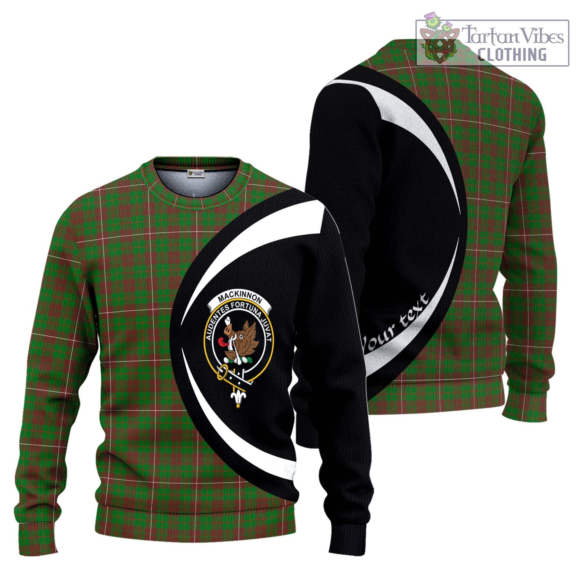 MacKinnon Hunting Modern Tartan Knitted Sweater with Family Crest Circle Style Unisex - Tartan Vibes Clothing