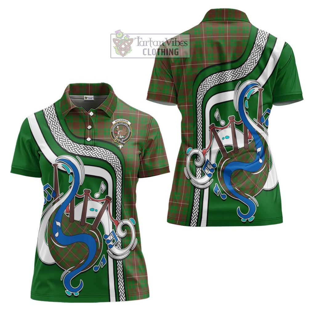 MacKinnon Hunting Modern Tartan Women's Polo Shirt with Epic Bagpipe Style Women - Tartanvibesclothing Shop