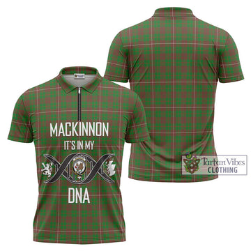 MacKinnon Hunting Modern Tartan Zipper Polo Shirt with Family Crest DNA In Me Style